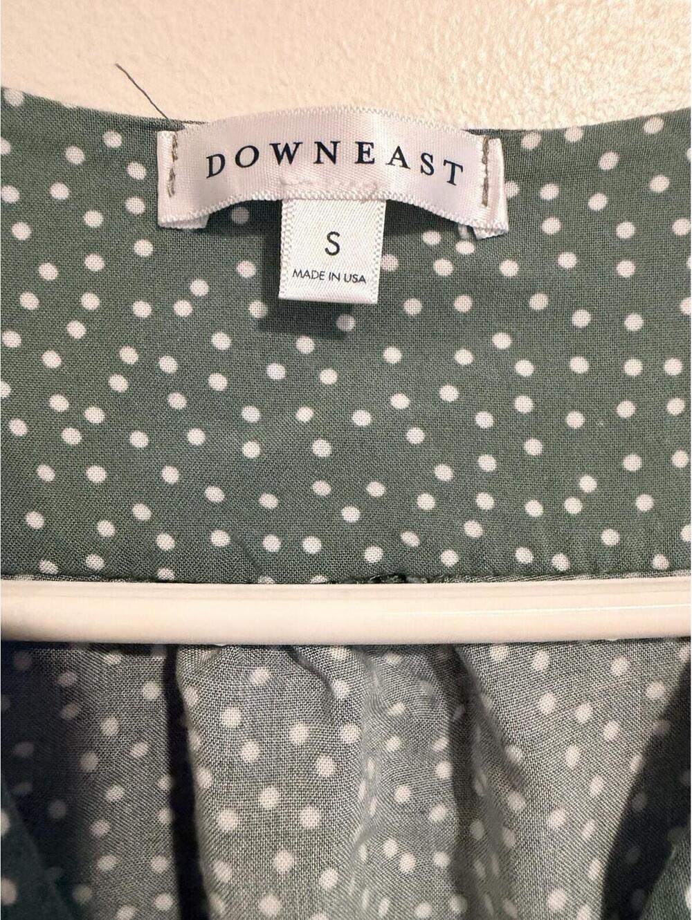 Downeast Women's Dress - Olive Green White Polka Dot Flowy Short - Picture 3 of 5